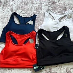 Women's Racerback Sports Bra Set - Black, White, Orange and Blue